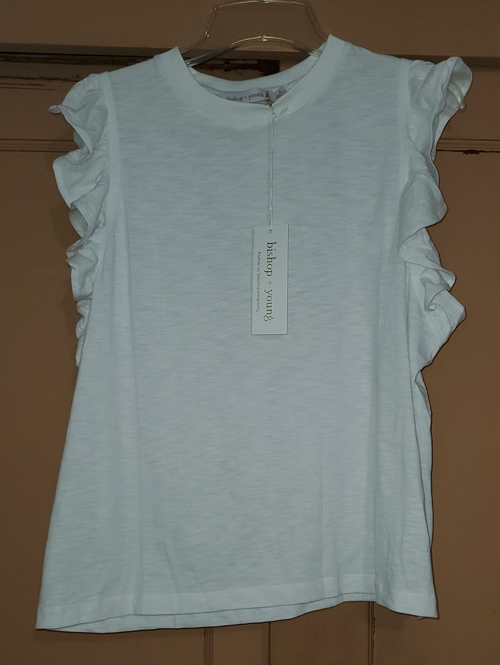bishop + young White Ruffle Sleeve Tank Top